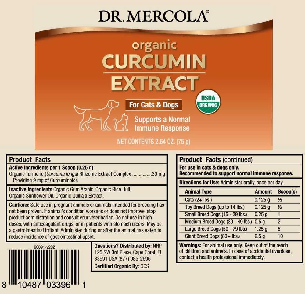 10% OFF (Exp Jun 25): Dr. Mercola Organic Curcumin Extract Pet Supplement For Cats & Dogs 75g