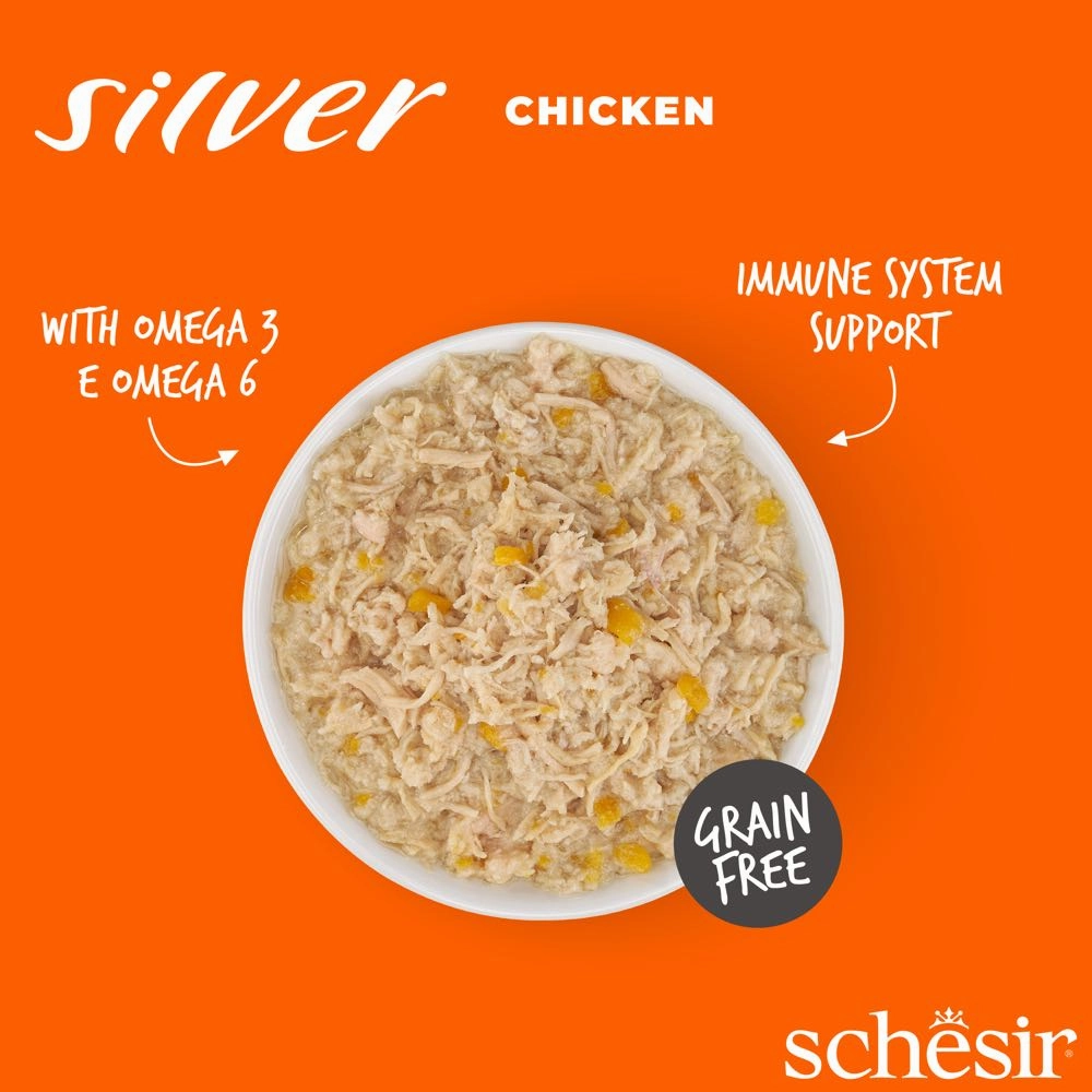 15% OFF: Schesir Silver Chicken in Broth Grain-Free Senior Canned Cat Food 70g