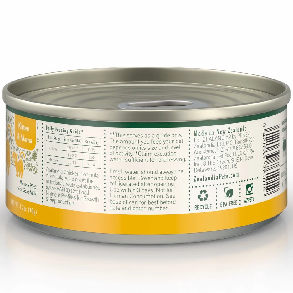 15% OFF: Zealandia Chicken Grain-Free Kitten Canned Cat Food 90g