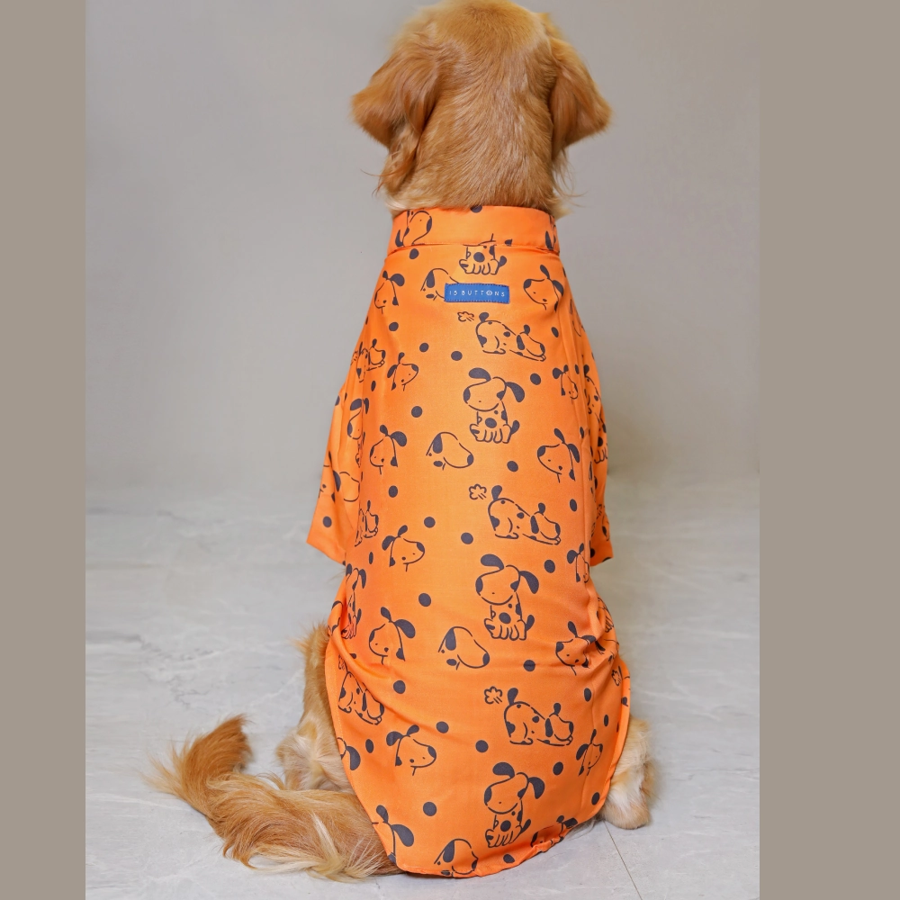 15buttons Orange Snoopy Shirt for Dogs