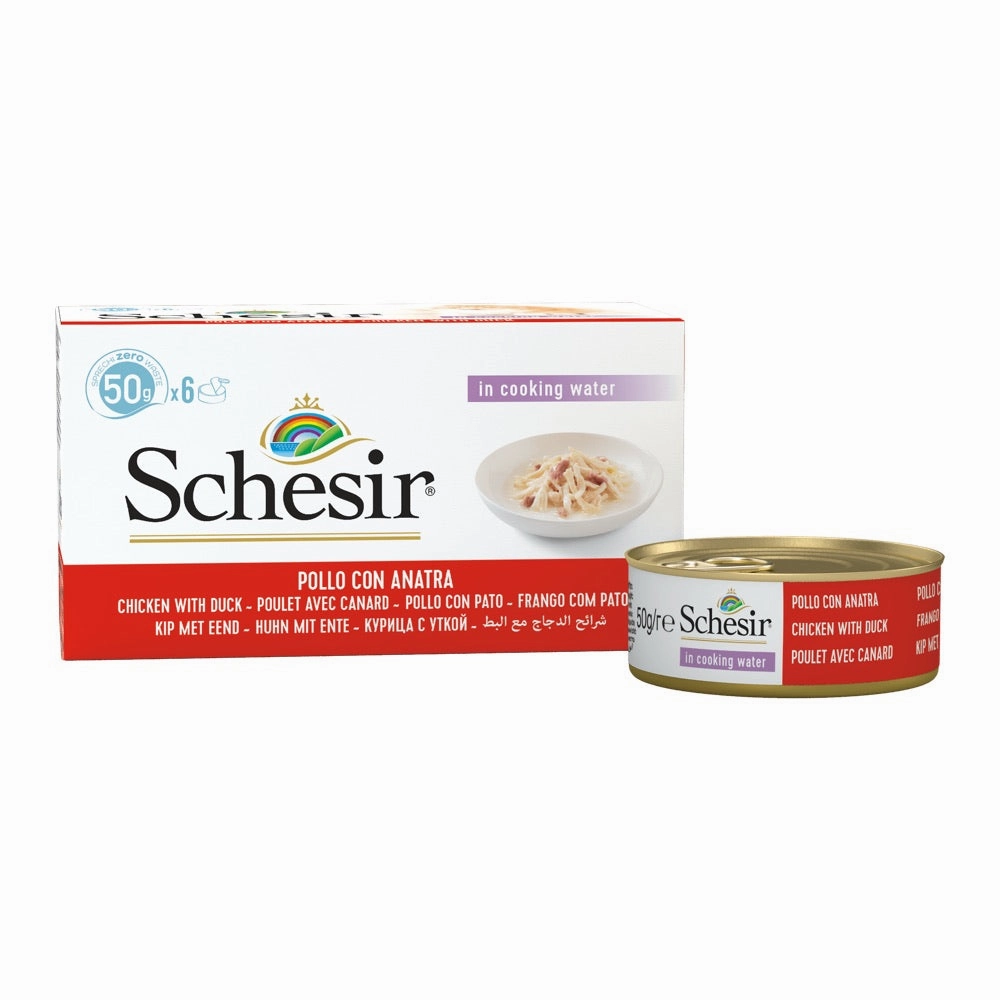 18% OFF: Schesir Chicken Fillets with Duck Adult Canned Cat Food Multipack 50g x 6
