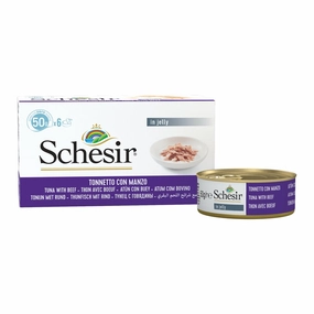 18% OFF: Schesir Tuna with Beef Fillets in Natural Jelly Adult Canned Cat Food Multipack 50g x 6
