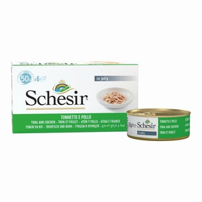 18% OFF: Schesir Tuna with Chicken Fillets in Natural Jelly Adult Canned Cat Food Multipack 50g x 6