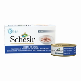 18% OFF: Schesir Tuna with Seabass in Natural Jelly Adult Canned Cat Food Multipack 50g x 6