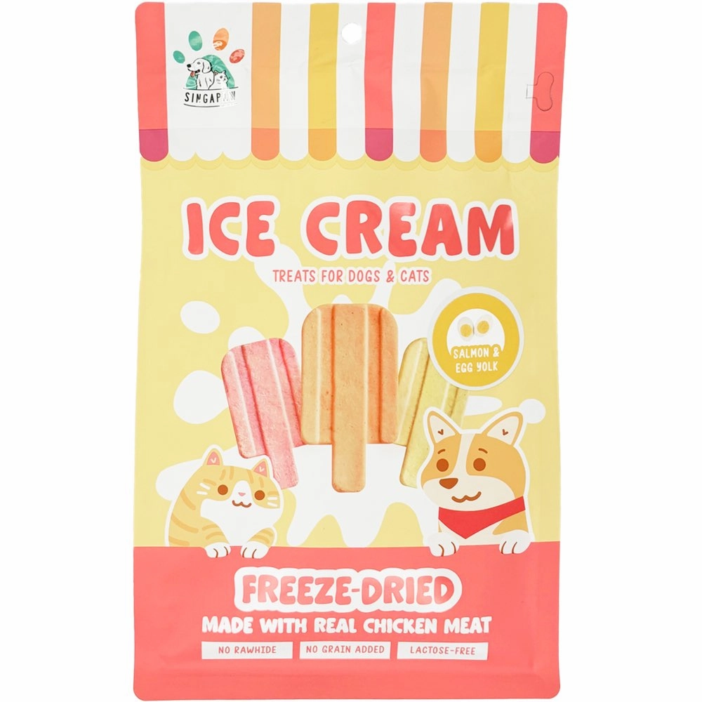 18% OFF: Singapaw Ice Cream Chicken With Salmon & Egg Yolk Grain-Free Freeze-Dried Treats For Cats & Dogs 48g