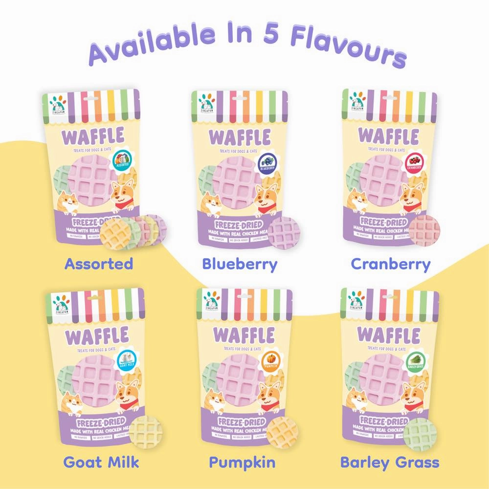 18% OFF: Singapaw Waffle Chicken & Blueberry Grain-Free Freeze-Dried Treats For Cats & Dogs 120g