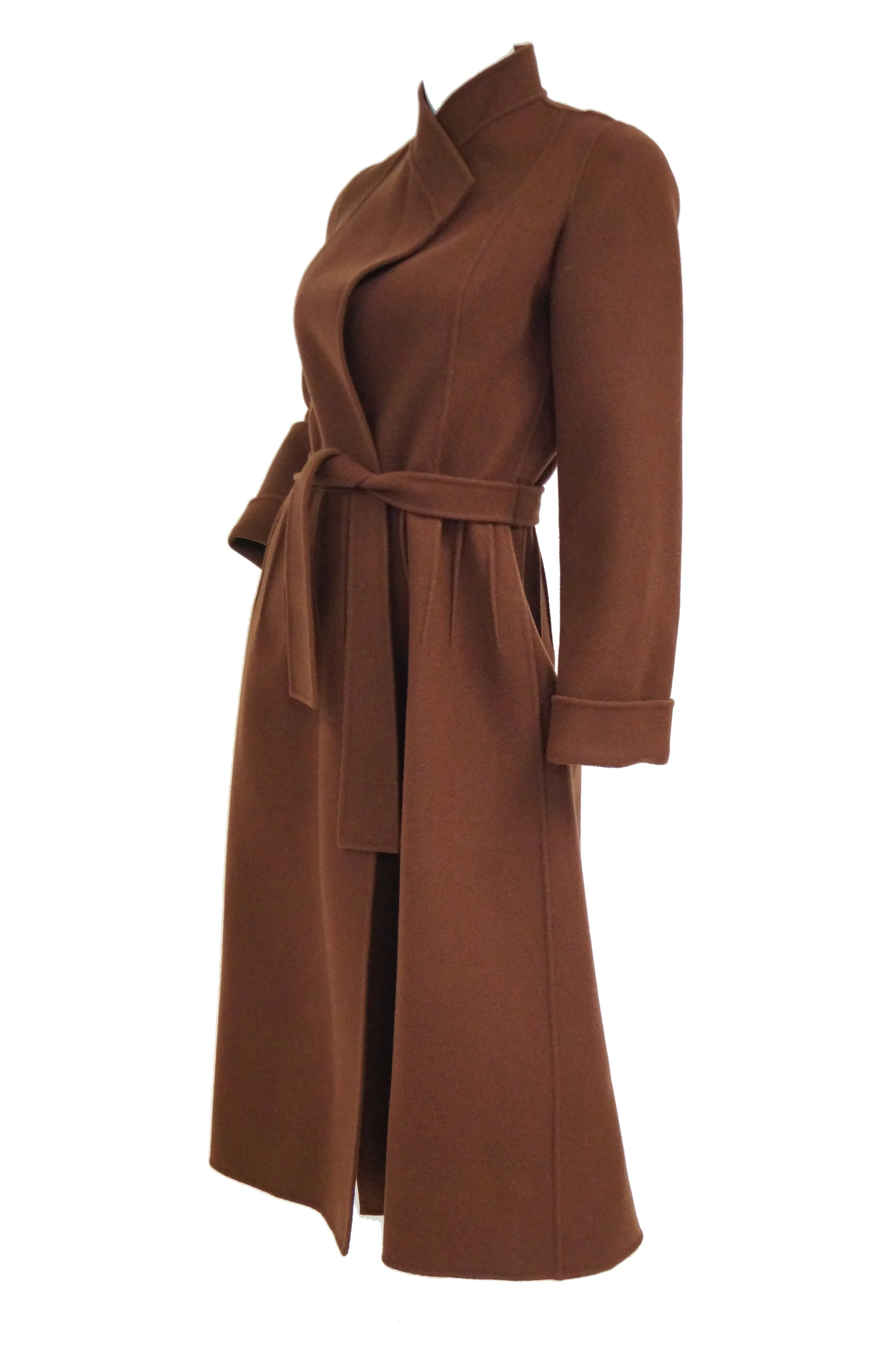 Manteau enveloppant en laine Audrey Brown des années 1970 par Andre Laug