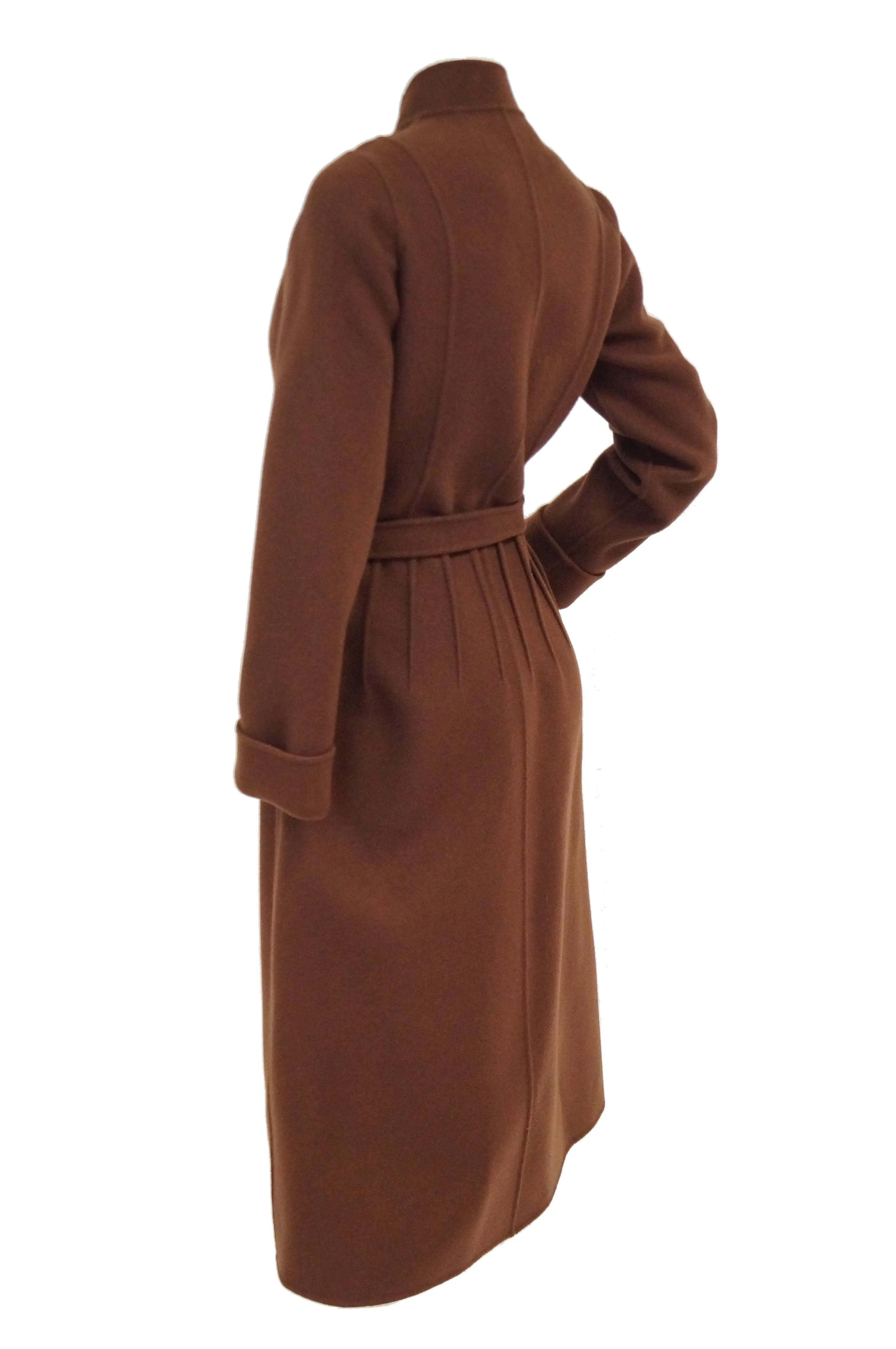 Manteau enveloppant en laine Audrey Brown des années 1970 par Andre Laug