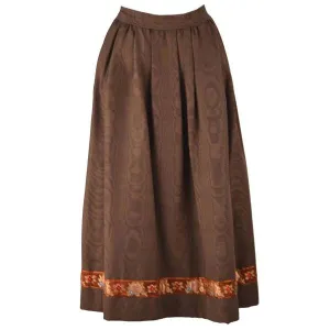 Jupe d'automne en satin moiré chocolat Yves Saint Laurent des années 1970