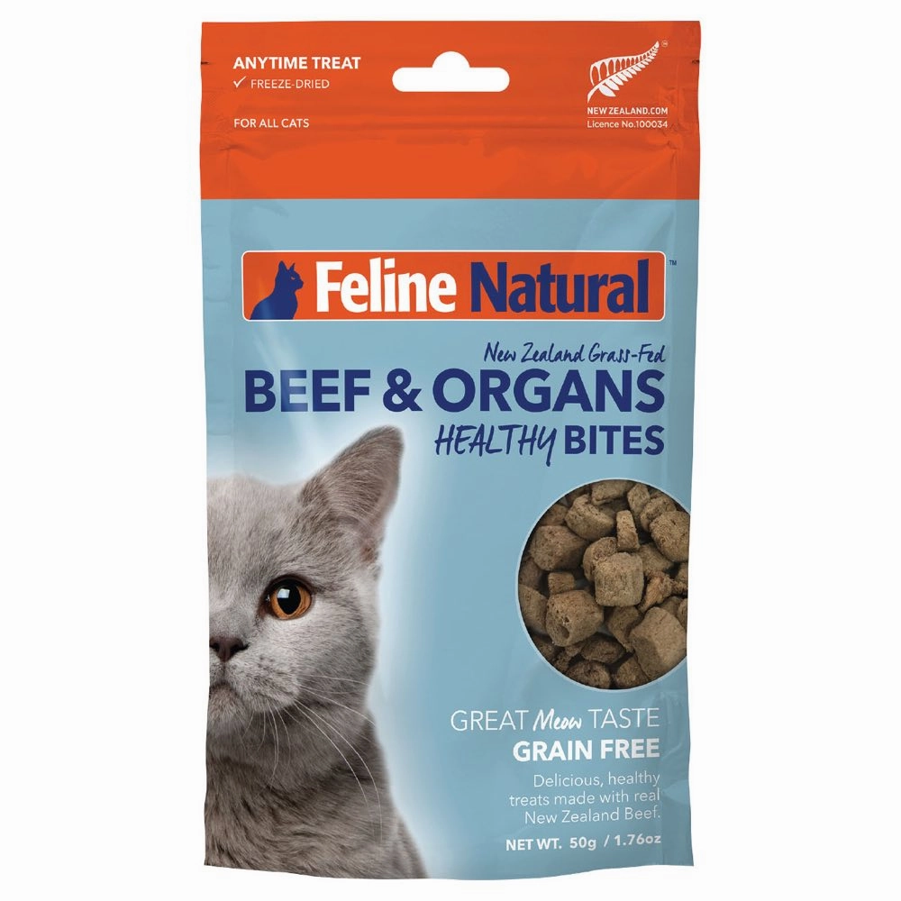 20% OFF: Feline Natural Healthy Bites Beef & Organs Freeze-Dried Cat Treats 50g