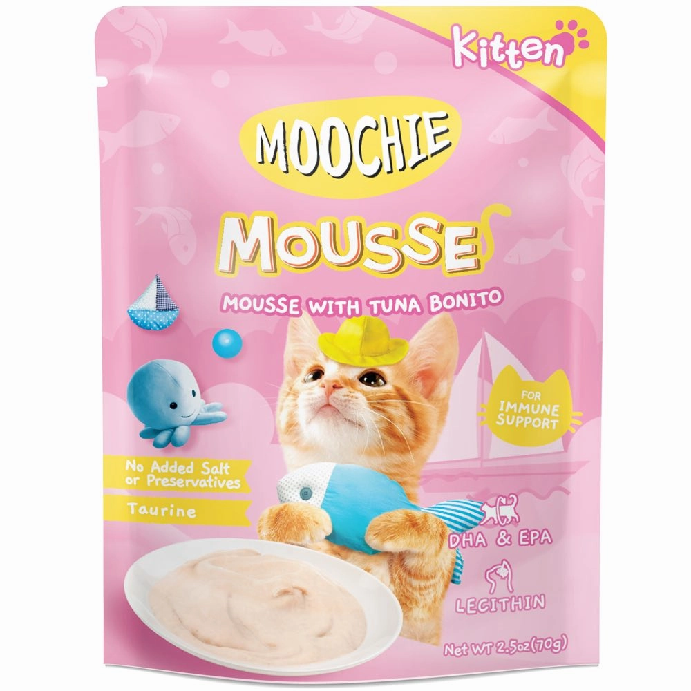 20% OFF: Moochie Mousse With Tuna Bonito Kitten Pouch Cat Food 70g x 12