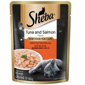 20% OFF: Sheba Tuna & Salmon Pouch Cat Food 70g x 12