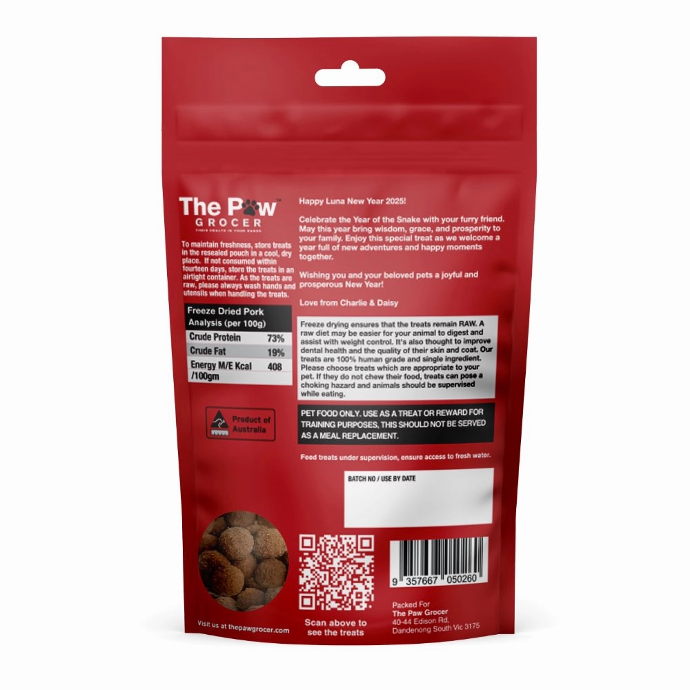 20% OFF: The Paw Grocer Limited CNY Pork Heart Freeze Dried Treats For Cats & Dogs 50g