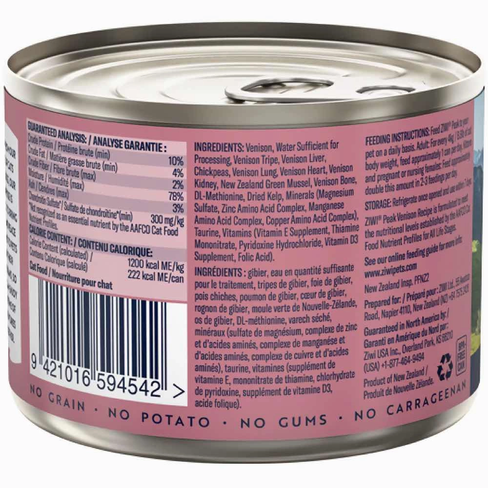 20% OFF: Ziwi Peak Venison Grain-Free Canned Cat Food 185g