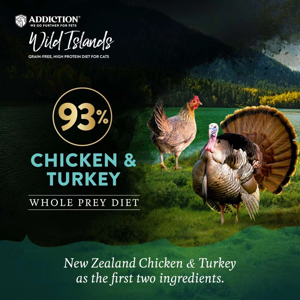 23% OFF (Exp 7Aug25): Addiction Wild Islands Island Birds Chicken & Turkey Grain-Free Canned Cat Food 185g