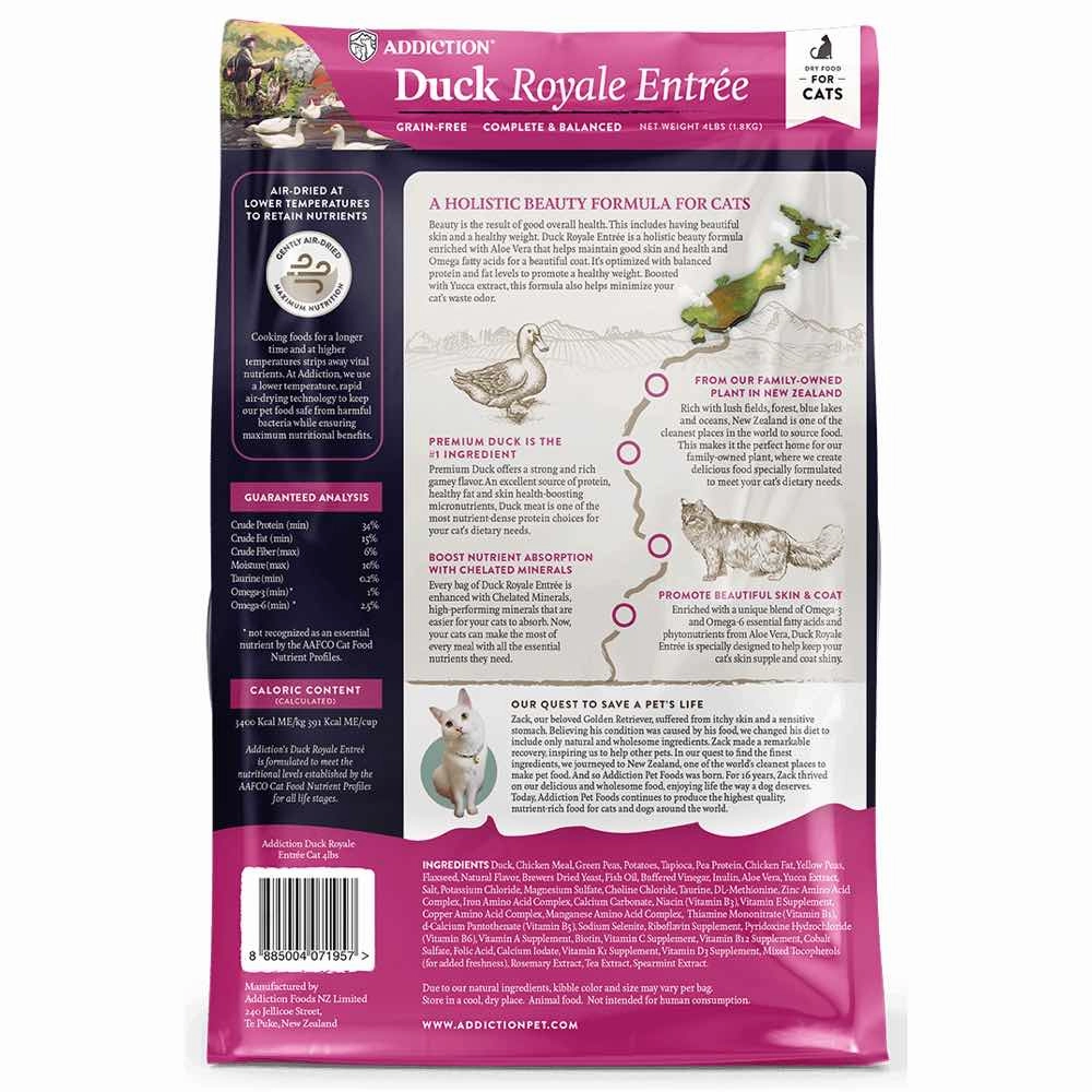 25% OFF   FREE CANNED FOOD/SCOOP: Addiction Duck Royale Grain-Free Dry Cat Food