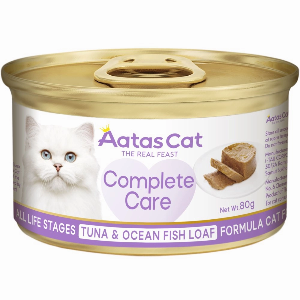 25% OFF: Aatas Cat Complete Care Tuna & Ocean Fish Loaf Canned Cat Food 80g