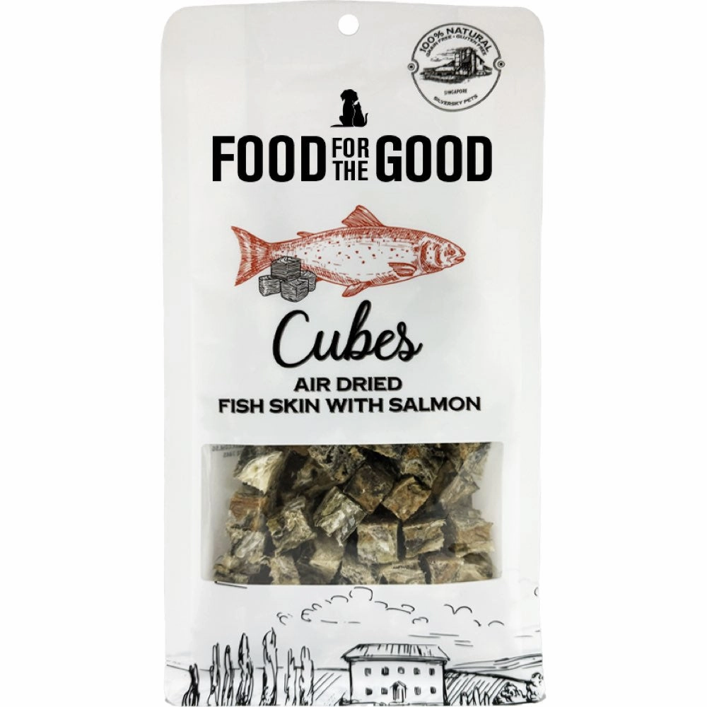 25% OFF (Exp 30Sep25): Food For The Good Fish Skin With Salmon Cubes Air-Dried Treats For Cats & Dogs 120g