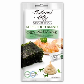 25% OFF (Exp 3Mar25): Natural Kitty Superfood Blend Chicken & Seaweed Creamy Liquid Cat Treats 48g