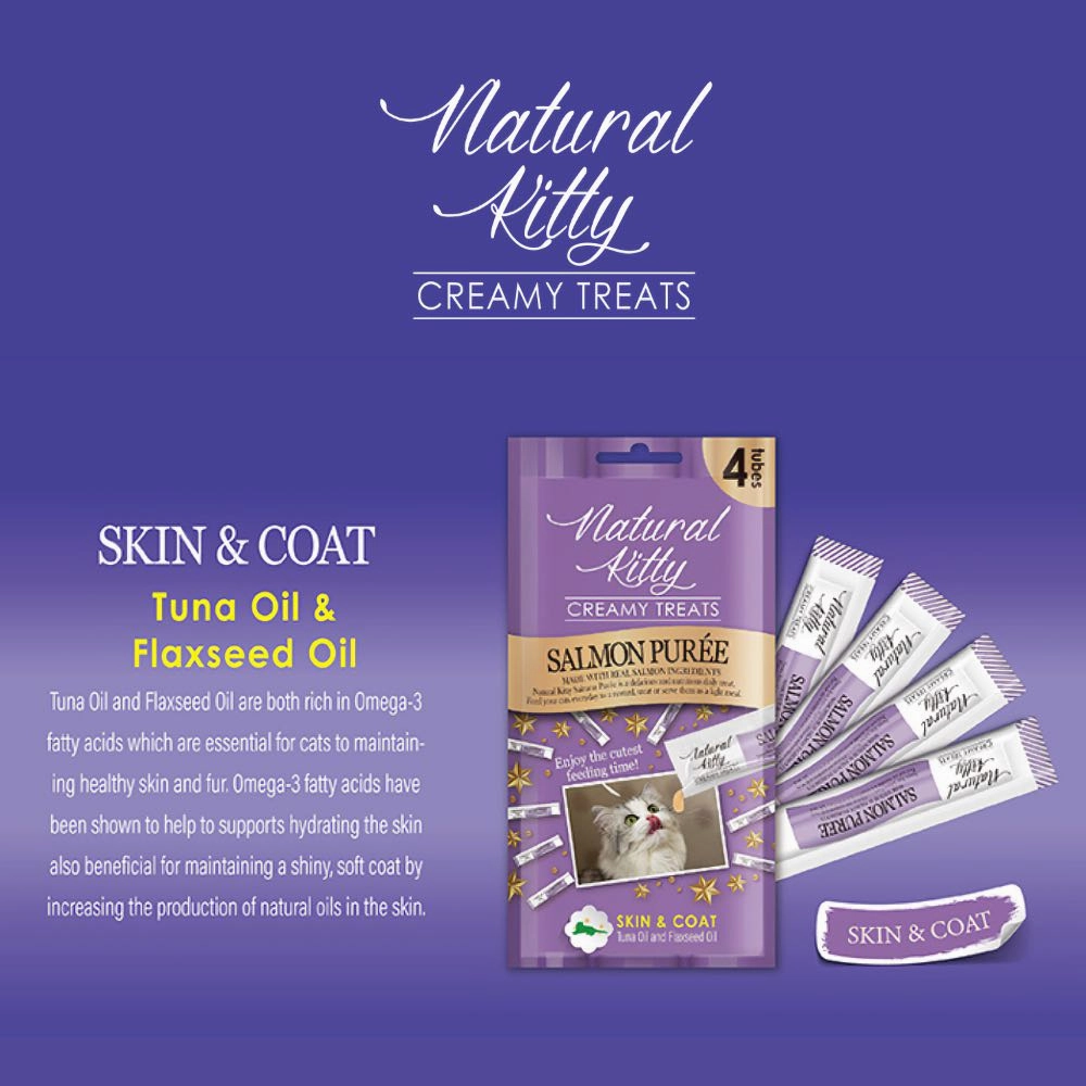 25% OFF: Natural Kitty Functional Skin & Coat Care Salmon Pure Creamy Liquid Cat Treats 48g