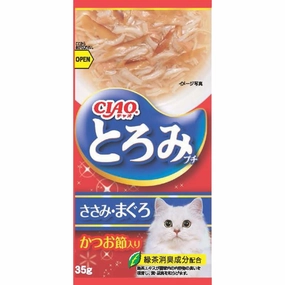 2 FOR $14: Ciao Toromi Line Chicken Fillet, Tuna & Bonito Grain-Free Pouch Wet Cat Treats 35g x 4