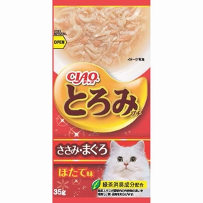 2 FOR $14: Ciao Toromi Line Chicken Fillet, Tuna & Scallop Grain-Free Pouch Wet Cat Treats 35g x 4