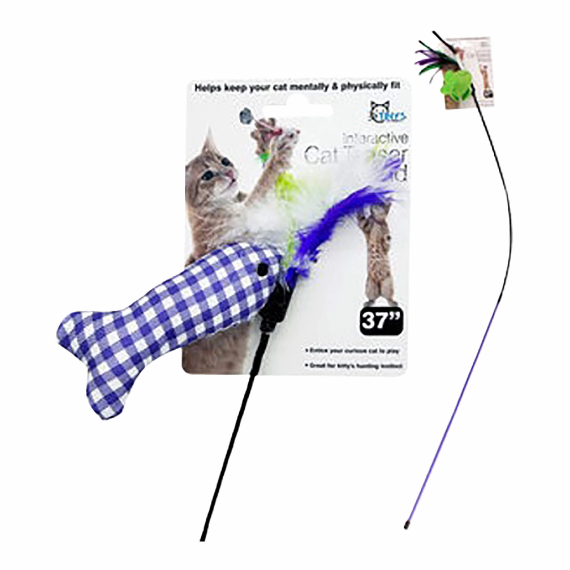 37"L Cat Teaser Wand with Ribbon and Toy, Assorted