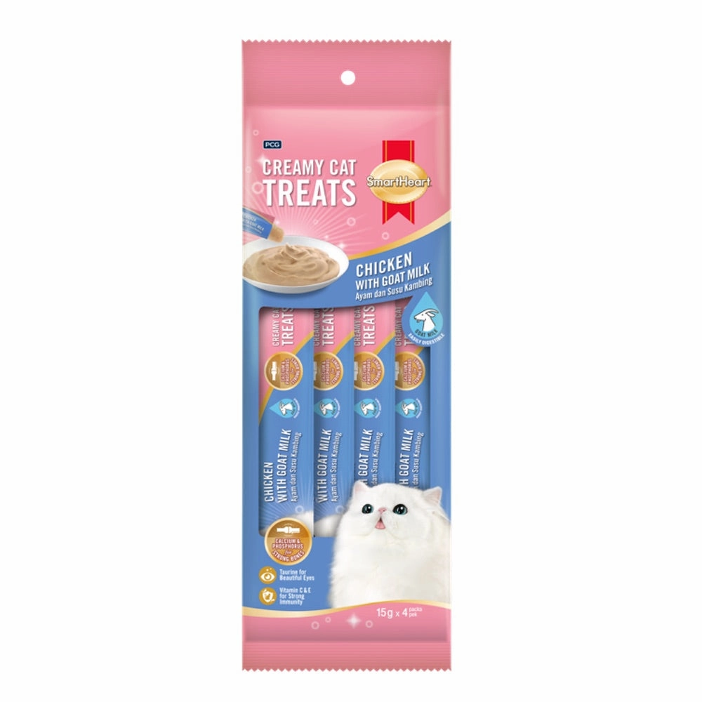 3 FOR $12: Smartheart Chicken With Goat Milk Creamy Cat Treats 15gx4