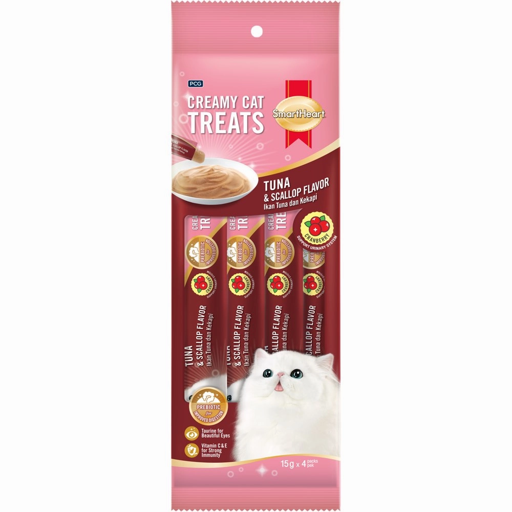 3 FOR $12: Smartheart Cranberry Tuna & Scallop Creamy Cat Treats 15gx4
