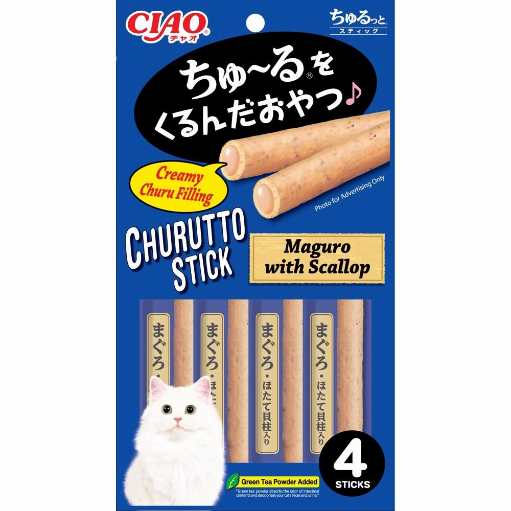 3 FOR $16.40: Ciao Churutto Tuna Maguro with Scallop Creamy Cat Treats 28g