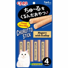 3 FOR $16.40: Ciao Churutto Tuna Maguro with Scallop Creamy Cat Treats 28g