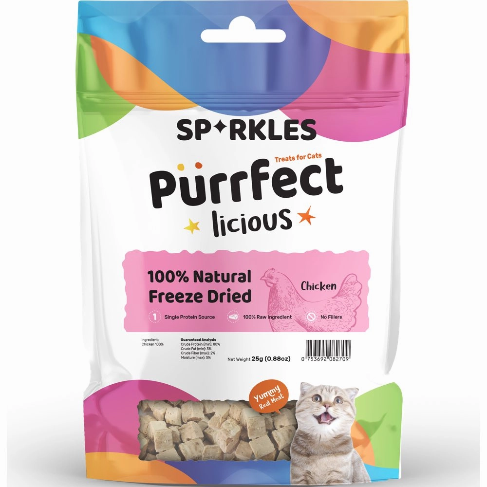 3 FOR $8.80: Sparkles Purrfectlicious 100% Natural Freeze Dried Chicken Grain-Free Cat Treats 25g