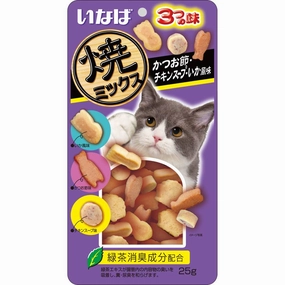 4 FOR $14: Ciao Soft Bits Mix Tuna & Chicken Fillet Dried Bonito, Chicken Soup & Squid Flavor Cat Treats 25g