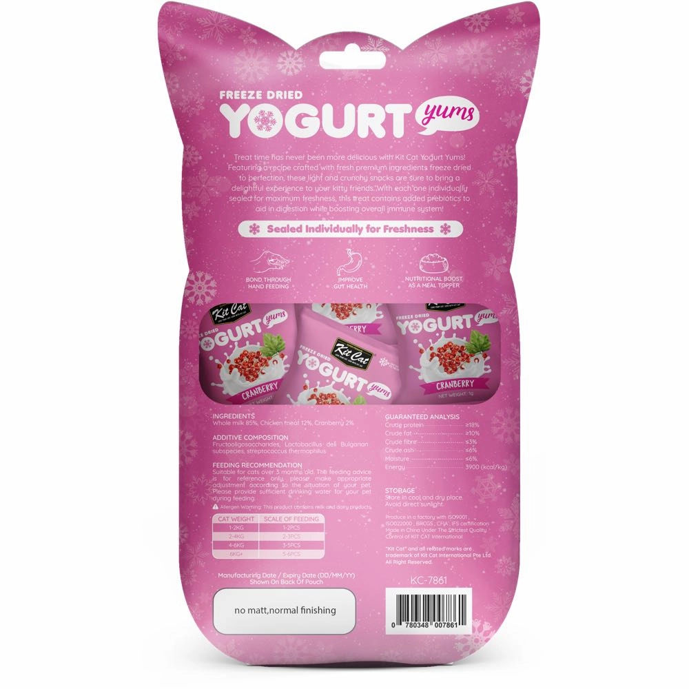 4 FOR $14: Kit Cat Yogurt Yums Cranberry Grain-Free Freeze-Dried Cat Treats 10pc