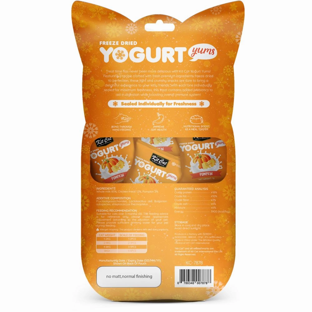 4 FOR $14: Kit Cat Yogurt Yums Pumpkin Grain-Free Freeze-Dried Cat Treats 10pc