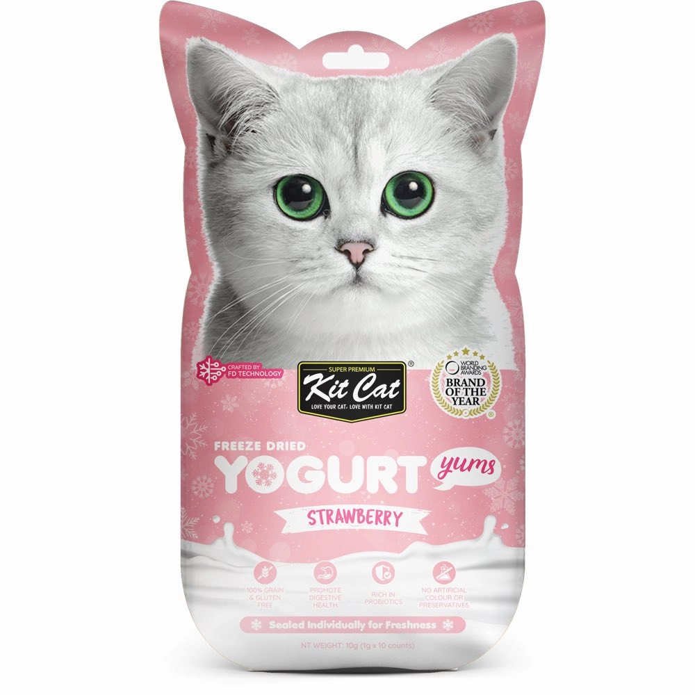 4 FOR $14: Kit Cat Yogurt Yums Strawberry Grain-Free Freeze-Dried Cat Treats 10pc