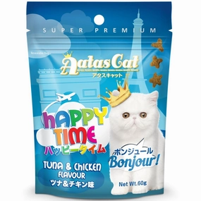 4 FOR $9: Aatas Cat Happy Time Bonjour! Tuna & Chicken Cat Treats 60g