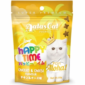 4 FOR $9 (Exp 23Aug25): Aatas Cat Happy Time Aloha! Chicken & Cheese Cat Treats 60g