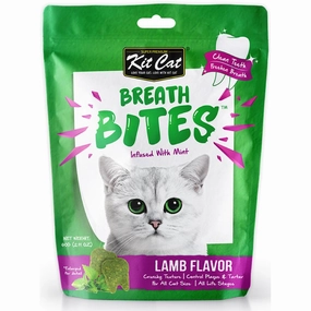 5 FOR $14: Kit Cat Breath Bites Mint & Lamb Flavour Dental Cat Treats 60g