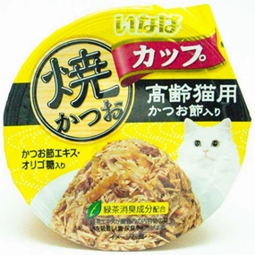 6 FOR $13: Ciao Grilled Skipjack Tuna In Gravy With Dried Bonito Topping Cup Cat Food 70g