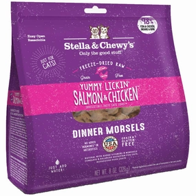 $10 OFF 8oz (Exp30Sep25): Stella & Chewys Yummy Lickin' Salmon & Chicken Dinner Morsels Freeze-Dried Cat Food