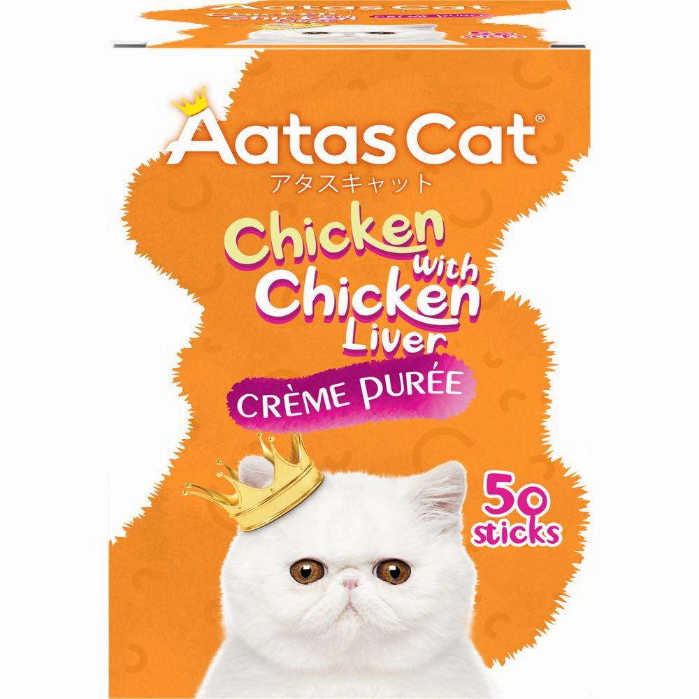 $10 OFF: Aatas Cat Creme Puree Chicken With Chicken Liver Grain-Free Liquid Cat Treats 50pc