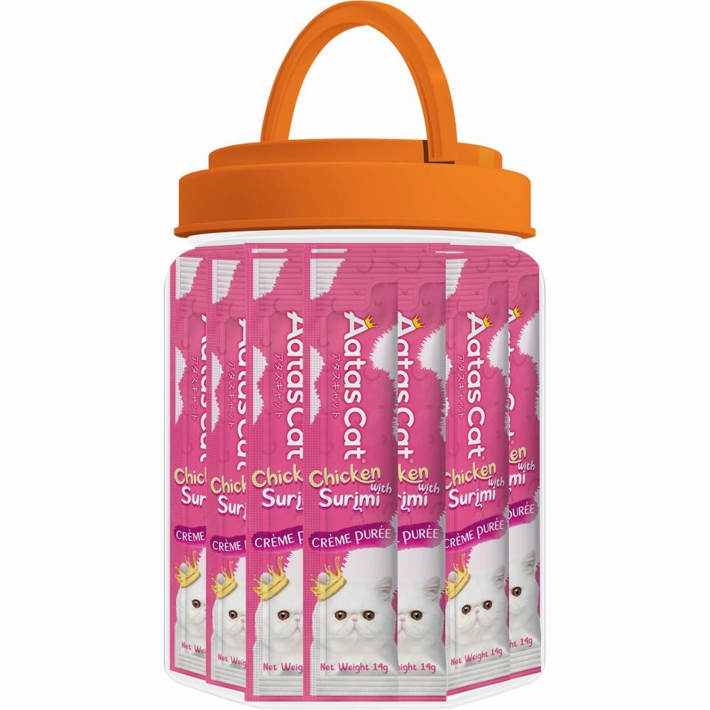$10 OFF: Aatas Cat Creme Puree Chicken With Surimi Grain-Free Liquid Cat Treats 50pc