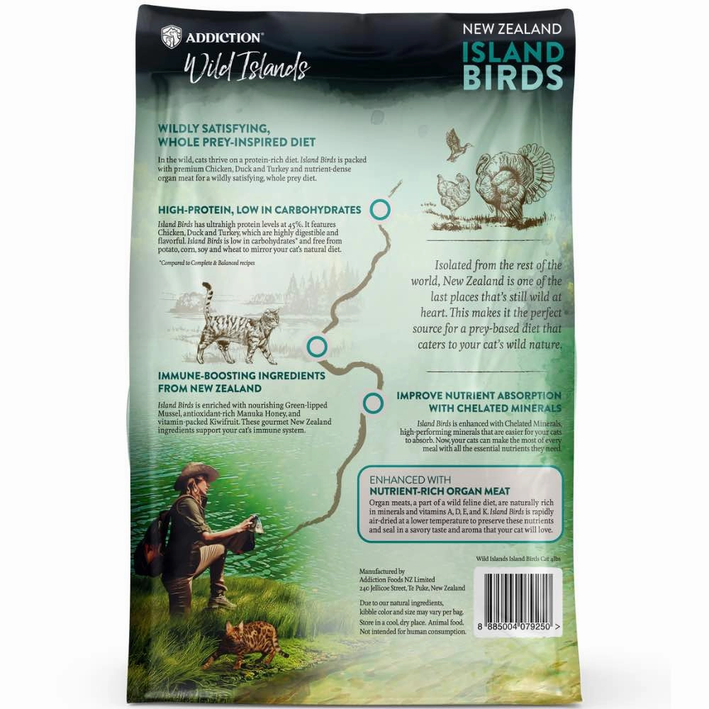 '26% OFF   FREE CANNED FOOD': Addiction Wild Islands Birds Chicken, Duck & Turkey Grain-Free Dry Cat Food