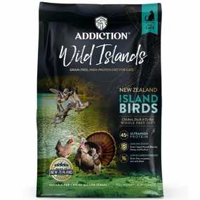 '26% OFF   FREE CANNED FOOD': Addiction Wild Islands Birds Chicken, Duck & Turkey Grain-Free Dry Cat Food