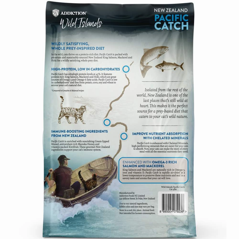 '26% OFF   FREE CANNED FOOD': Addiction Wild Islands Pacific Catch Salmon, Mackerel & Hoki Grain-Free Dry Cat Food