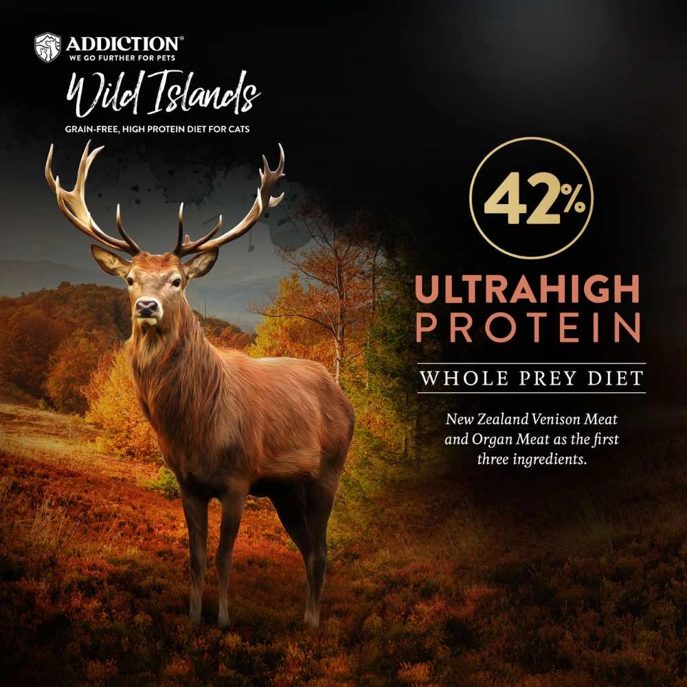 '26% OFF   FREE CANNED FOOD/SCOOP': Addiction Wild Islands Forest Meat Recipe Venison Grain-Free Dry Cat Food