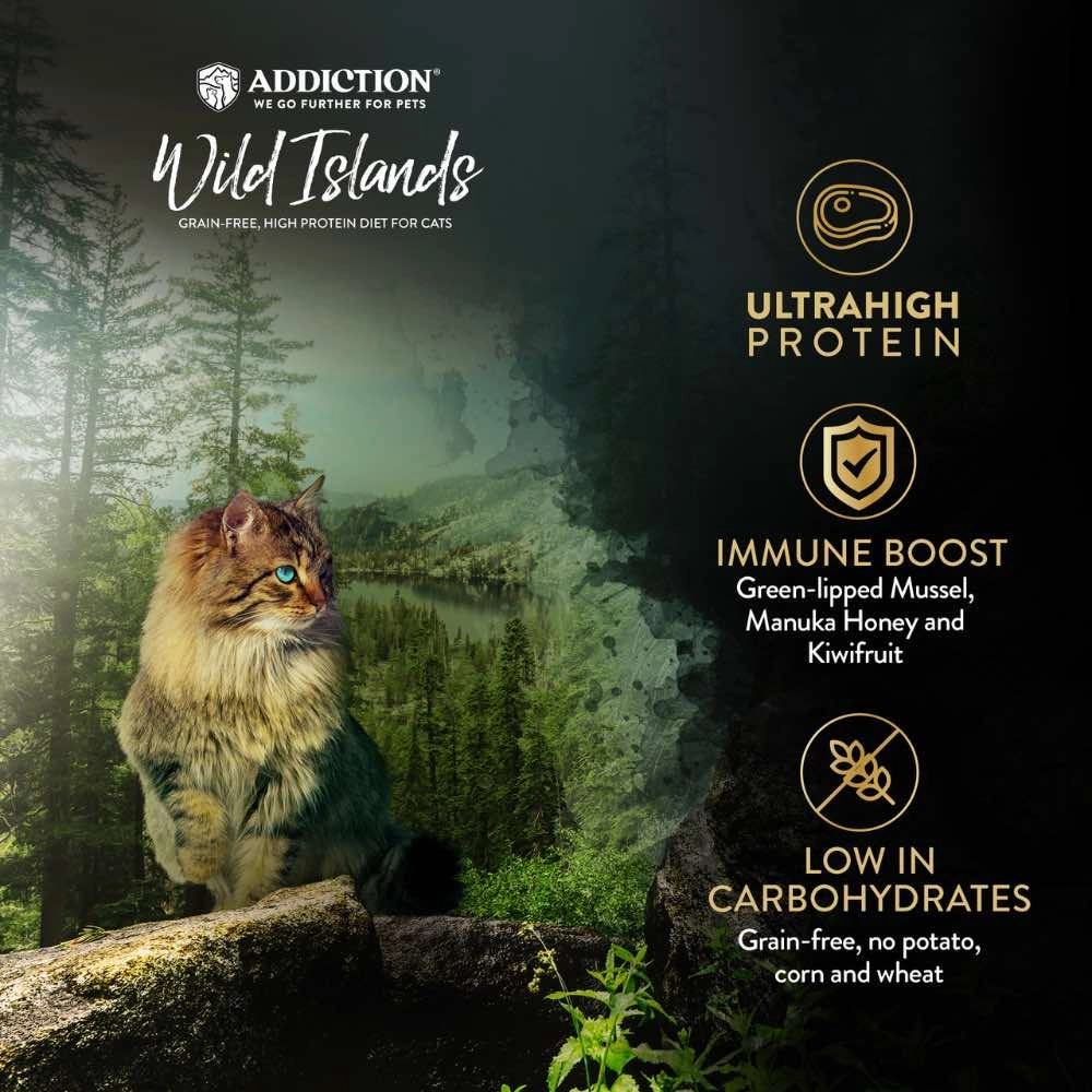 '26% OFF   FREE CANNED FOOD/SCOOP': Addiction Wild Islands Forest Meat Recipe Venison Grain-Free Dry Cat Food
