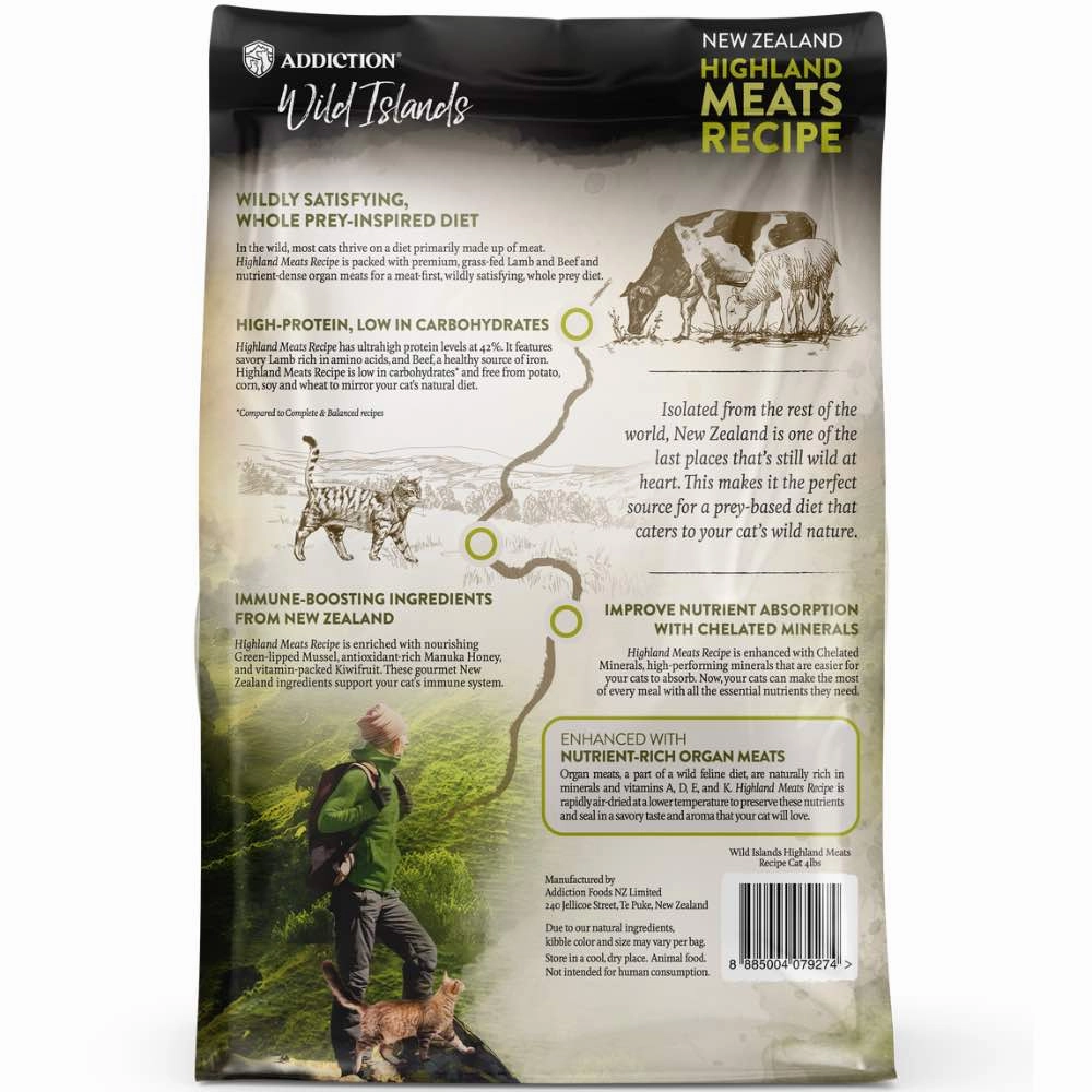 '26% OFF   FREE CANNED FOOD/SCOOP': Addiction Wild Islands Highland Meats Recipe Lamb & Beef Grain-Free Dry Cat Food