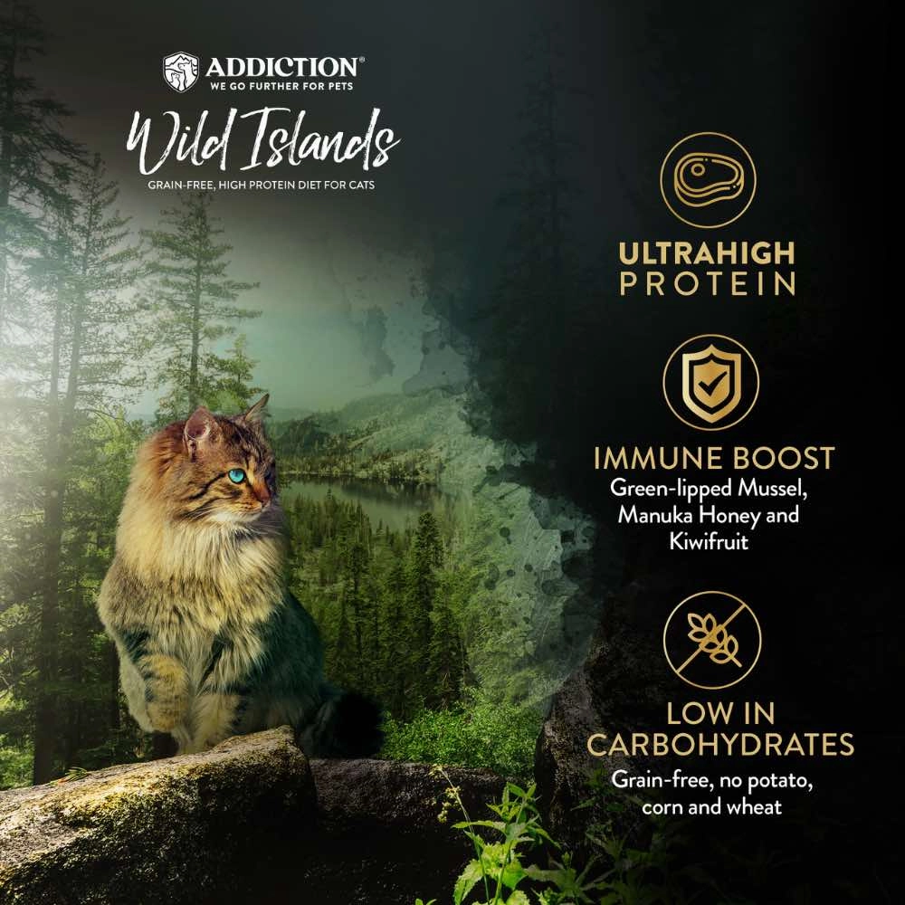 '26% OFF   FREE CANNED FOOD/SCOOP': Addiction Wild Islands Highland Meats Recipe Lamb & Beef Grain-Free Dry Cat Food